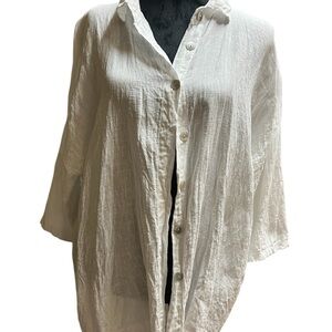 Elegant White Linen Button-Down Shirt for Women